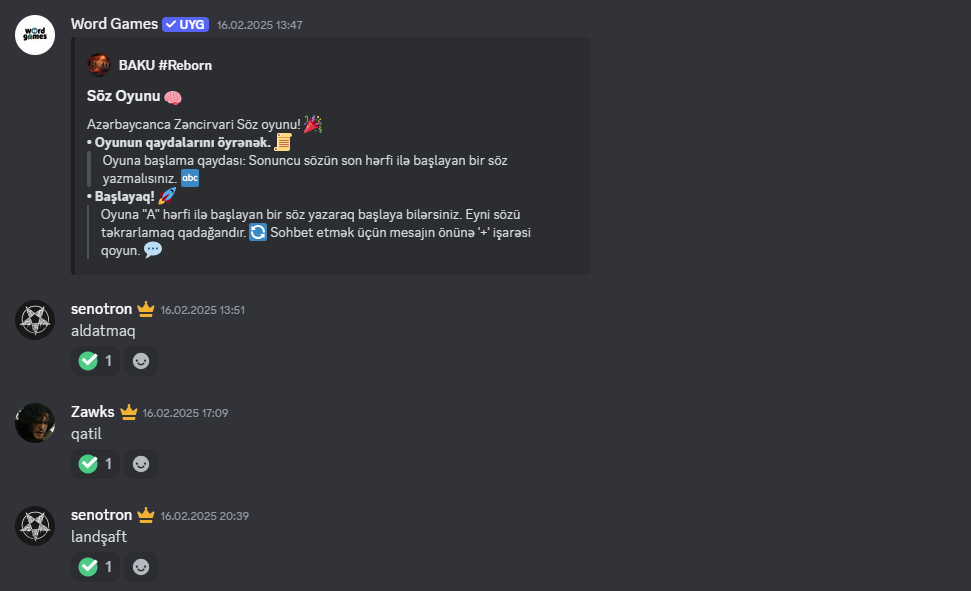 The best word game bot that supports Azerbaijani
