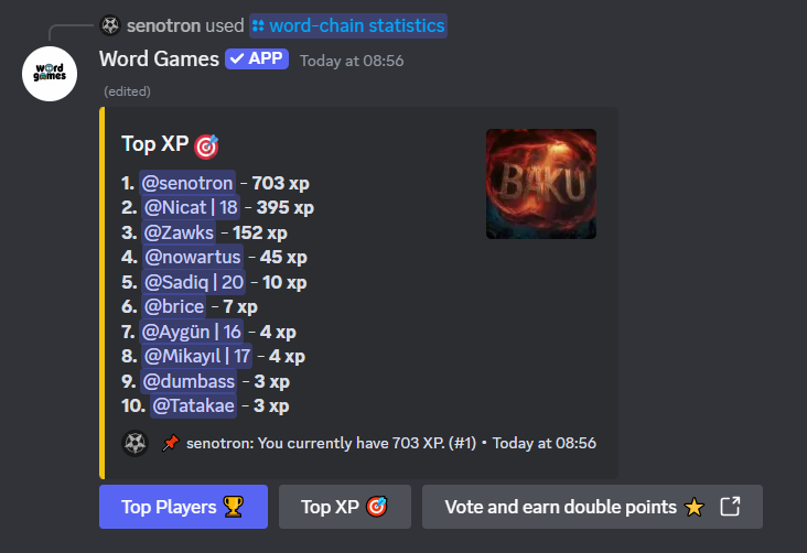 Word Chain Statistics